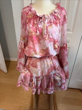 Buddy Love Pink Marble Mini Dress with Gold Accents